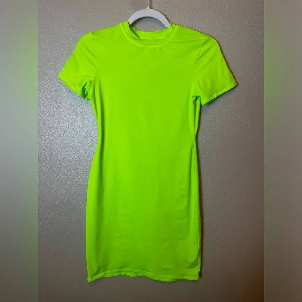 SKIMS Signature Swim Tee Shirt Dress in Neon Size M